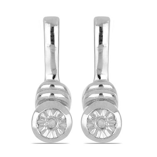 BUY 925 SILVER NATURAL WHITE DIAMOND DOUBLE CUT GEMSTONE  EARRINGS